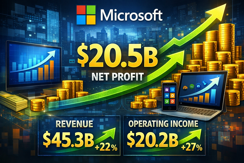 Чистая прибыль Microsoft за год выросла на 48% и достигла 20,5 млрд долларов